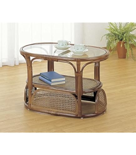 今枝商店 籐 収納付 ローテーブル ガラス天板 幅65cm （ センター