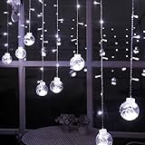 Curtain Lights, AGPtek 120LED 9.84ft 8 Modes Window Ball Linkable String Light LED Wedding Lights fo