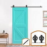 Homedecoハードウェア5 ft-16 FtマウントLargeホイールスタイルスライド式バーンドアハードウェアファームハウスセット 8 FT Single Door Soft Close Kit 
