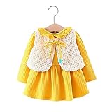 Pojour ベビー服 女の子ワンピース 春秋 子供ワンピース＋ベスト２セット キッズ可愛いドレス 女児プレゼント ガールズスカート お出かけ 通園 通学 出産祝い