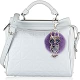 女性ファッション小物　ハンドバッグペンダント　合金のフクロウの人造毛皮の　ふわふわのポンポンボールキーホルダー　キーリング　ライト紫