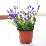 Kicode 28ヘッドズ7ブランチ植物の水生植物の花のシミュレーションプラスチックの偽の星のバラの花と緑の植物の装飾