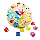 Wooden Animal Digital Shape Sorting Clock Toy [並行輸入品]