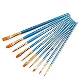 アクリル、オイル、水彩画のための10個の合成ゴム製のペイントブラシ、1セット