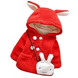 Tonsee 女の子 ラブリー コート ふわふわ ジャケット 暖かい アウターウェア 防寒 (70, レッド)