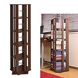 回転コミックラック　5段　ダークブラウン色