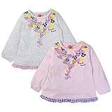 (オートミール/95cm)子供服 女の子 Tシャツ 長袖 ハートプリント チェックフリル裾 スナップボタン付き 女児 ベビー