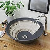 信楽焼 3カラーから選べる 洗面ボール 【黒刷毛目 手洗い鉢（中型） tr-3199】洗面鉢 洗面器 洗面シンク 洗面ボウル 洗面台 手洗い 手洗い器 陶器洗面 陶器 焼き物 しがらき焼 おしゃれ オシャレ 和風 洋風