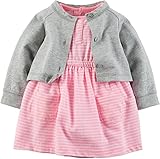 カーターズ carter's アパレル baby line 女の子 2点セット ワンピ ボレロ ピンク グレー ボーダー 綿 121G465 【並行輸入品】 6ヶ月