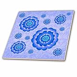 JaclinartファンタジーMandalaフローラル花夢ダマスク – コバルトとターコイズファンタジーMandala Cornflowerブルーの花ダマスク背景 – タイル 12-Inch-Cera