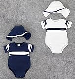 ベビー赤ちゃん　新生児連体服+帽子 カバーオール (70-80-90-95cm)各サイズ一枚ずつ　　ホワイト 【4点】