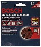 Bosch SR5R062 Random Orbit Sander Hook and Loop 8 Hole Disc 5-Inch 60 Grit Sand Paper, Red, 25-Pack 