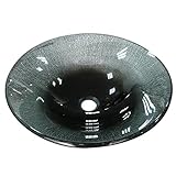Yosemite Home Decor ARIA Transparent Ice Round Glass Basin, 16.5-Inch, White [並行輸入品]