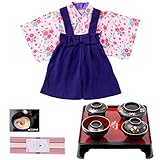 お食い初め 袴カバーオール ロンパース 女の子 サスペンダー パープル 60～70cm セット