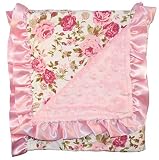 Unique Baby Trendy Blanket with Satin Ruffle Edges Vintage Floral Print White by Unique Baby