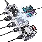 USB C ハブ hdmi 2つ Dual Display ドッキングステーション 10in1 デュアル 4K HDMI 拡張 2画面 HDMI*2、高速USB 3.2、100W充電、Gigabit Ethernet、SD/TFカードリーダー、MacBook Pro/Air対応(銀)