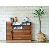 木目調スリムカウンター/キッチン収納 【幅120cm】 引き出し収納 引き戸 『MONTシリーズ』