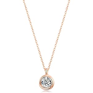 スワロフスキー ネックレス 「バラのキッス」 一粒 プレゼント 0.5ct シルバー925 ネックレス レディース 人気 女性 アクセサリー 誕生日 ジュエリー(ピンクゴールド)