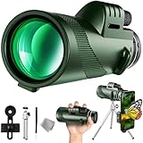 ISEFUJI 80×100 単眼鏡 望遠鏡 高倍率 スマホ 小型 軽量 Bak4プリズム 防水 スマホホルダー 三脚 携帯袋 付き (アーミーグリーン)