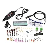 KKmoon ミニ ルーター セット AC100-240V 可変速度 多機能 ミニ 電動グラインダ ロータリツール 研削/粉砕/彫刻研磨 アクセサリキット付き