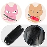 Cute人形カーシートストラップベルトおもちゃクッションカバーキッズ子供、自動調節可能枕パッド車の車安全ベルトおもちゃ保護肩胸子 ブラック