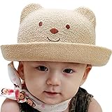 Belka Smile　選べる 5色　くま　麦わら　麦わら帽子　ベビー　キッズ　赤ちゃん　子　子供　かわいい　夏　帽子　Ｓ　50ｃｍ　薄茶色