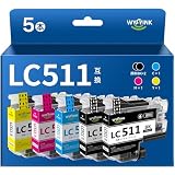 【WYFYINK】 LC511 LC511-4PK 互換 インク 顔料ブラック採用 LC511BK LC511C LC511M LC511Y ブラザー(brother)用 DCP-J529N DCP-J916N DCP-J929N-W/B MFC-J742DN/DWN MFC-J908N MFC-J943DN/DWN 大容量 残量表示対応