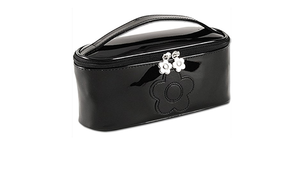 Amazon マリークワント Mary Quant バニティポーチ ポーチ デイジー 花柄 フラワー エナメル 黒 ブラック 銀 シルバー 小物入れ チャーム 化粧 メイク デイジーパッチエナメル ミニバニティ コスメ シューズ バッグ