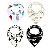 GudeHome 4枚セット ベビー スタイ ビブ よだれかけ 2層タイプ 三角 バンダナ型 スナップ サイズ調整可能