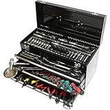 9.5mm角レンチ プロ用工具セット 3段黒色工具箱付き 86pcsセット