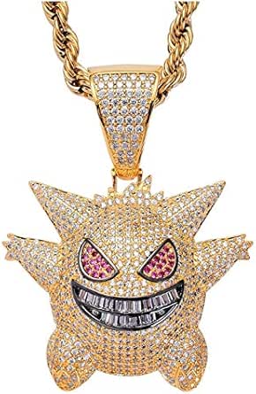 Amazon Co Jp ポケモン ゲンガー ネックレス ブリンブリン ジュエリー メンズ レディース Hiphop ゴールド シルバー パープル ゴールド ホビー