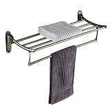 Rozin アンティーク真鍮 タオル ラックタオル掛け浴室 洗面所用 タオルフック 棚 壁取り付け