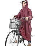 【DENGDING】大きいつば 袖付き レインポンチョ 自転車 前開きジッパー レインコート ...