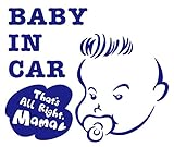 Sticker Shop Haru BABY IN CAR ステッカー アメリカンなベビー ブルー 15cm