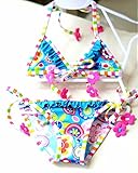 子ども水着 swim0018 カラフルカラーお花モチーフがキュートな子供水着 (M 3-4歳用 身幅20cm ウエスト42cm 股上15cm)