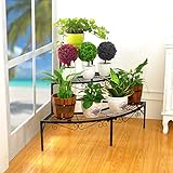 Plant shelf アイロンフラワーポットラック、3段プラントディスプレイスタンド盆栽ホルダーガーデンパティオインテリアシェルフホールドブラック/ゴールド/ホワイト Flower racks ( 