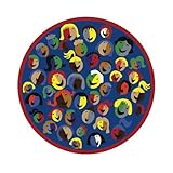 Joy Carpets Kid Essentials Early Childhood Round Joyful Faces Rug Blue 7'7 [並行輸入品]