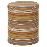 不二貿易 ファブリック ラウンド 収納 スツール ノベルティボーダー ブラウン 96597