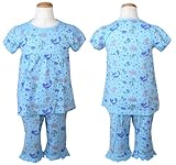 WALK フリルのパンツとパフスリーブが可愛い半袖パジャマ《マーメイド》【PJ-115】 (100cm, ブルー)