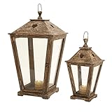 Deco 79 Wood Glass Lantern, 29 by 20-Inch by Deco 79