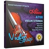 Alice（アリス）バイオリン弦 4/4弦セット コンサート用弦 ナイロンコア Al-Mg材質ワウンド弦、クロム合金ワウンド弦 Violin Strings A708