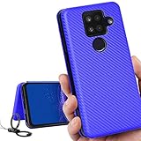 AQUOS Sense4 plus ケース シャープ sense4plus ケース 楽天モバイル / SH-M16 SIMフリー 対応 SH-M16 ケース SHM16 センス4plusに適合する アクオス センス4 プラス ケース センス 4plus センス4plus スマホケース 手帳 CASE 【iCoverCase】 外:炭素繊維 ハードケース カバー 内:TPUケース 耐衝撃 携帯カバー スマホケース 指紋防止 軽量 ストラップ 同梱 ブルー