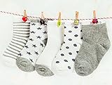 （ Angel Kids ） シンプル カラー 靴下 ジュニア 5足 セット キッズ クルー丈 カラフル スクール (12-15㎝★グレー.)