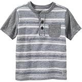 OSHKOSH(オシュコシュ) ストライプポケットヘンリー グレー トップス半袖Tシャツ 12ヶ月【並行輸入】