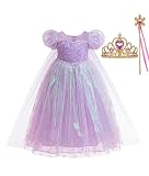 ［DUXING]プリンセス ドレス 女の子 キラキラ コスチューム キッズ オーロラ·パール パーティー ドレス 魔法のステッキ なりきり 服 3点セット (130)