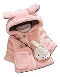 ブルーリフレイン (Bluerefrain) ベビー服 ベビー キッズ コート 暖か 女の子 ジャケット 厚手 防寒 うさぎ ポシェト付き (90, ピンク)