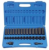 1/2"ドライブ　6ポイント　メトリック（MM）　スタンダード＆ディープインパクトソケット 30pcセット
