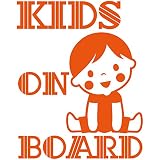 14色 KIDS ON BOARD BOY LINE ステッカー【KIDS IN CAR 男の子 ライン】 (オレンジ)