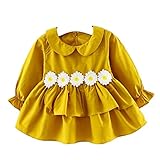 ワンピース ドレス 長袖 ベビー服 子供服 女の子 シンプル 可愛い オシャレ 通園 発表会 旅行 記念日 プレゼント Meedot イエロー 90cm