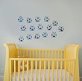BIBITIME 15 Funny Face Football Wall Decal Emoji Expression Soccer Vinyl Sticker for Boys Bedroom Nu